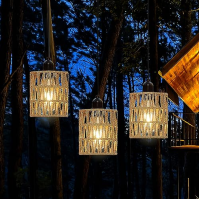 3x závěsná lampa s baterií Závěsná lampa na baterie Přenosné boho ratanové stínidlo Stropní svítidlo bez elektřiny Vodotěsné sví